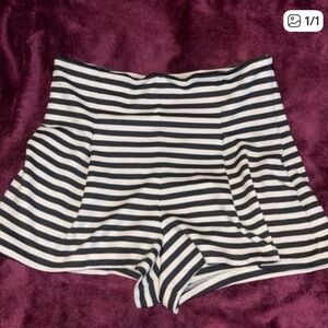 Free People Black & White Striped High-Waist Shorts size S